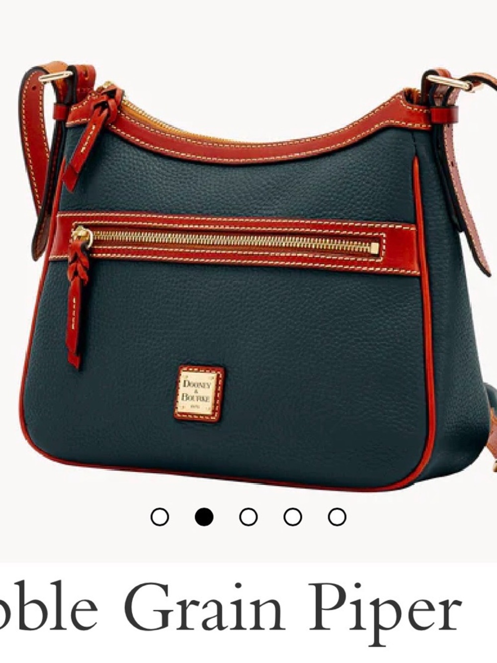 Dooney & Bourke Dark Green Pebble Grain Crossbody with Brown Trim